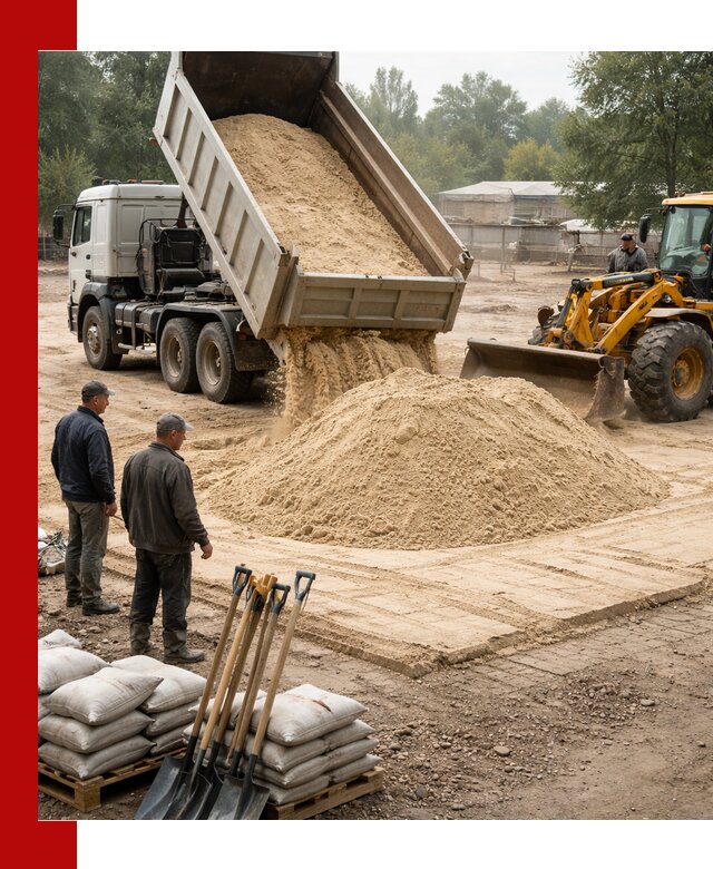 Доставка мытого песка в Уфе с самосвалами по выгодной цене