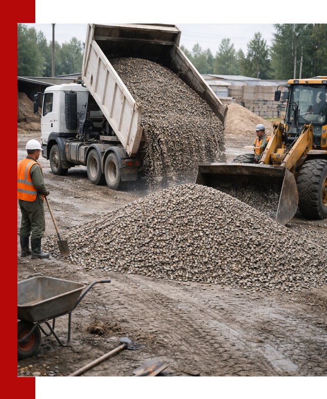 Мытый гравий с доставкой в Уфе от карьера до участка