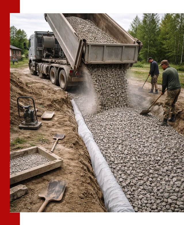 Гравий для дренажа с доставкой в Уфе качественный и недорогой