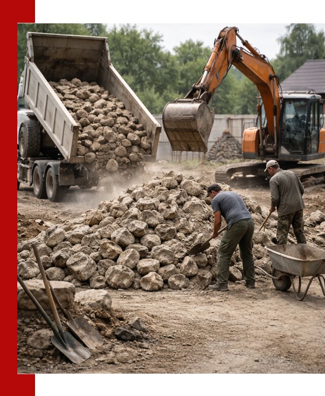 Доставка и разгрузка бутового камня в Уфе