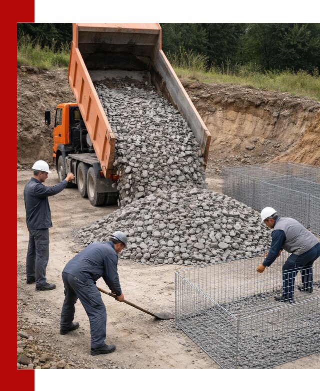 Камень для габионов с доставкой в Уфе быстро и надёжно