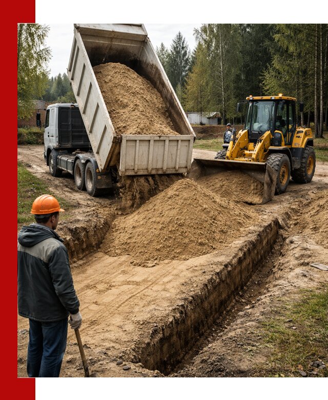 Доставка песчаного грунта в Уфе для строительных работ
