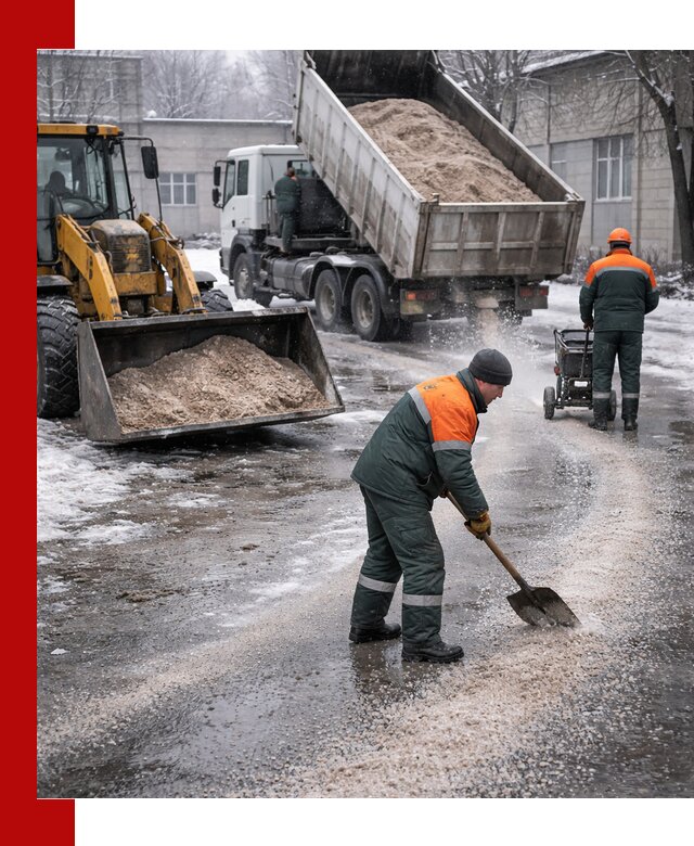Реагент против гололеда с доставкой и нанесением в Уфе