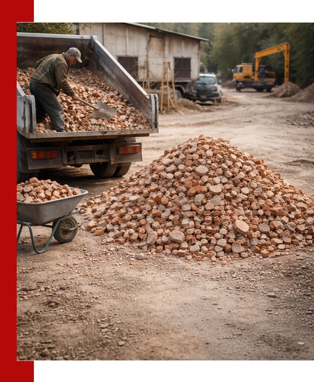 Доставка и подушка из боя кирпича с разгрузкой в Уфе