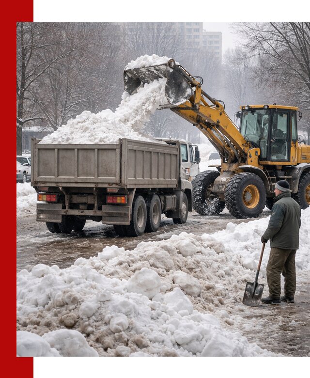 Вывоз снега грузовой техникой в Уфе оперативно и чисто